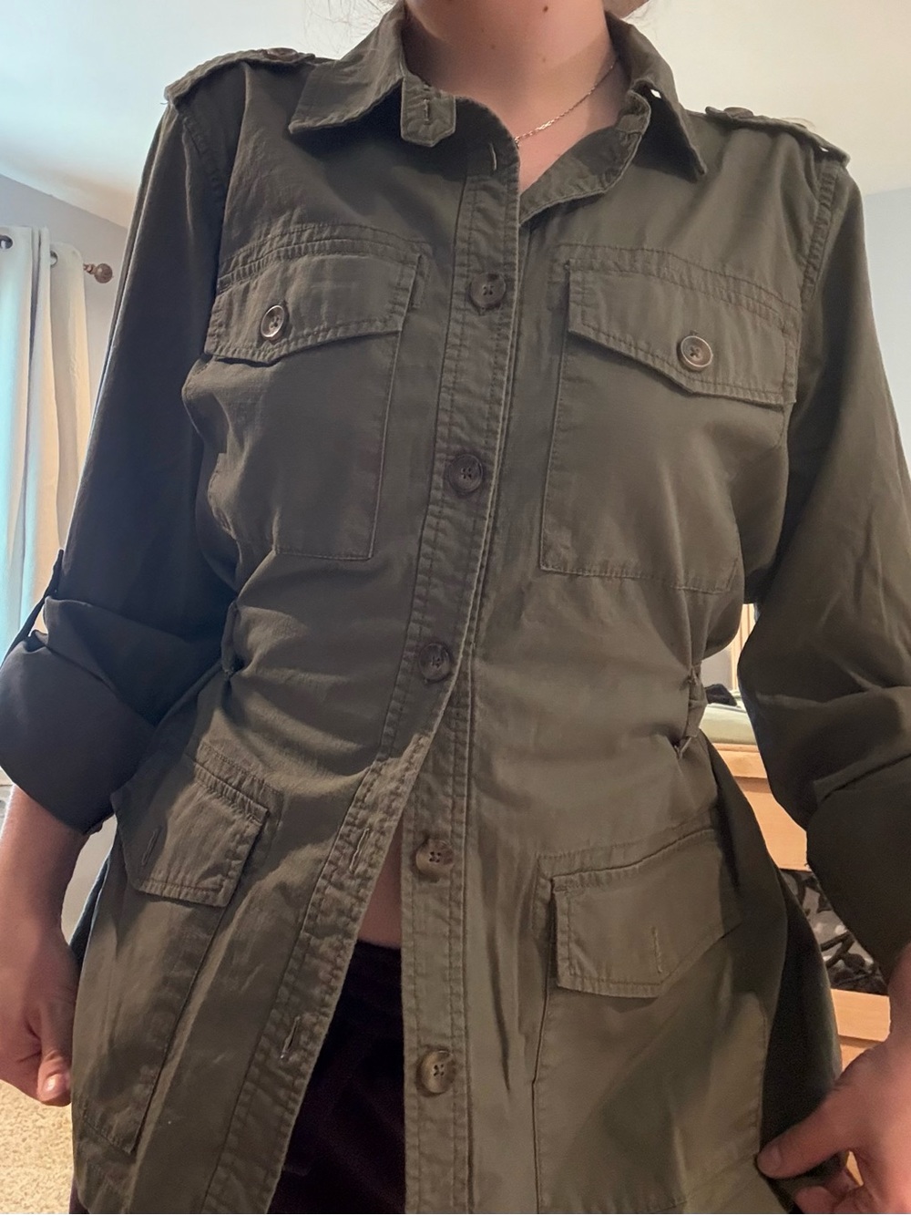 GAP Olive Utility Shirt Jacket - Women